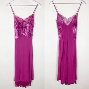 La Perla Vintage Silk and Lace Nightgown Slip Dress Pink Purple Barbie dress